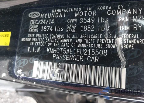 2015 Hyundai Accent Gs z USA, uszkodzony, nr VIN KMHCT5AE1FU215508